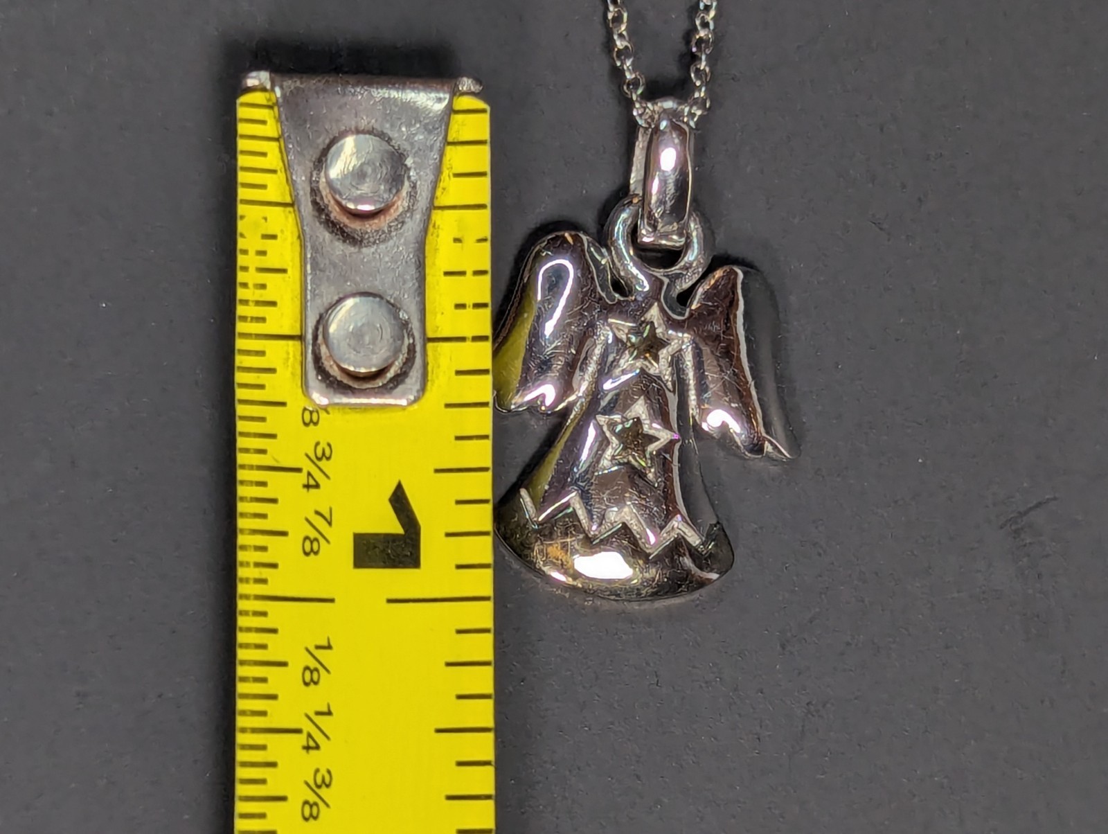 NF 925 Sterling Silver Angel Pendant 18″ Chain Necklace Thailand