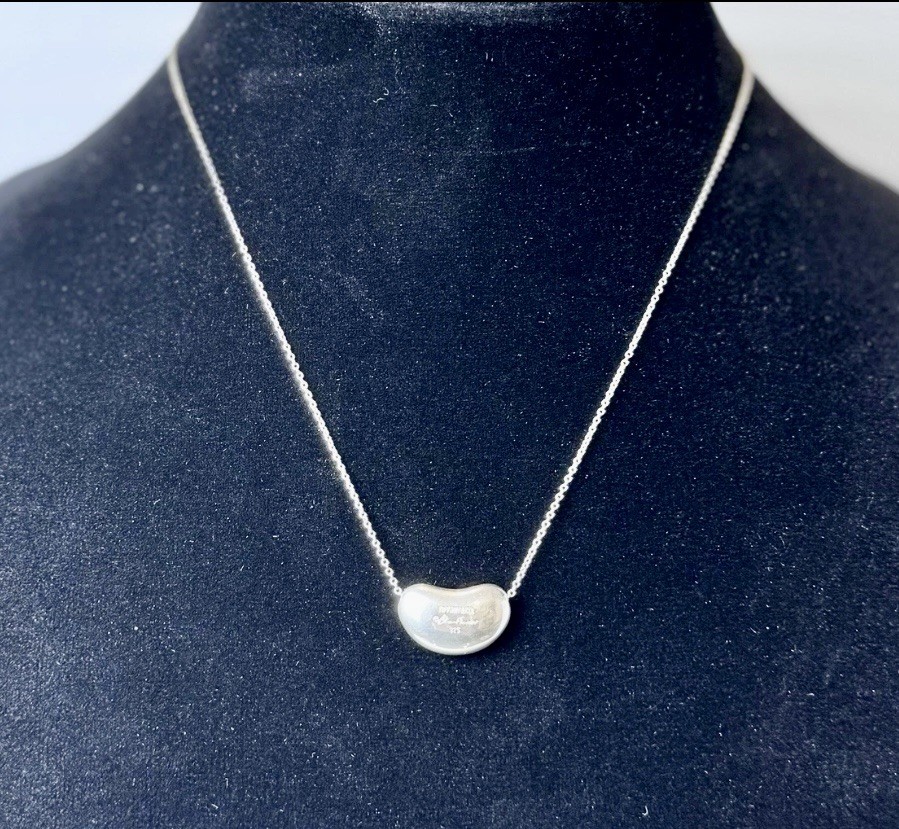 Tiffany & Co Sterling Silver Elsa Peretti Large 19mm Bean Necklace 17.25”