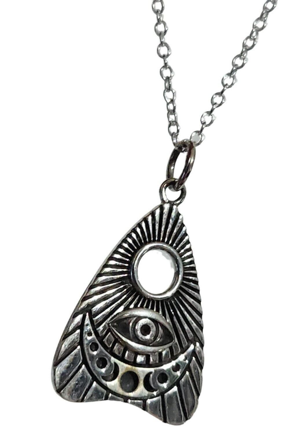 Ouija Necklace Pendant 18″ Chain 925 Silver All Seeing Eye Spiritualist Occult