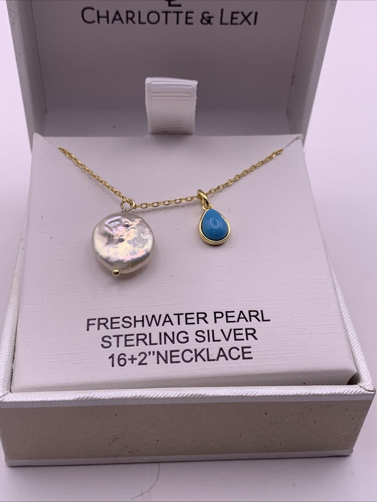 Yellow metal Necklace 18” New In Box Charlotte & Lexi