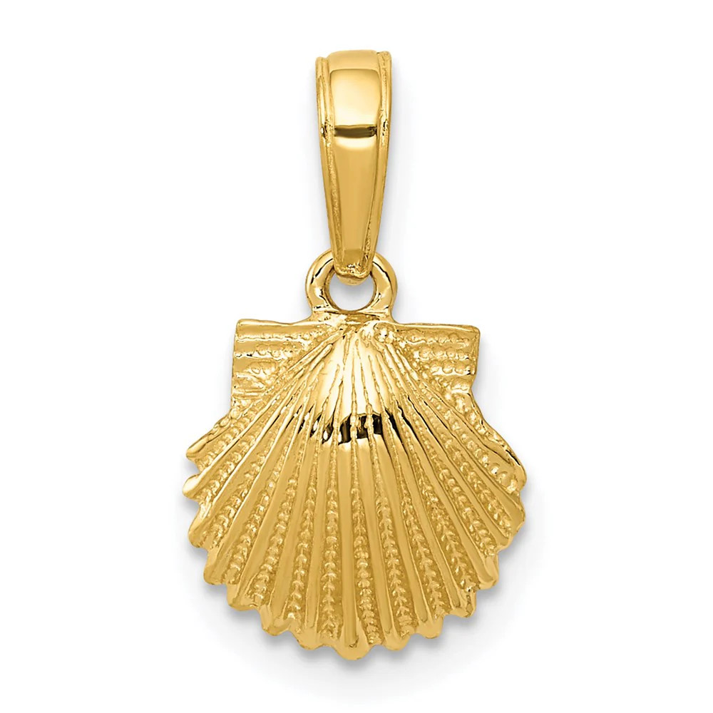 10K / 14K Yellow Gold Scallop Shell Pendant