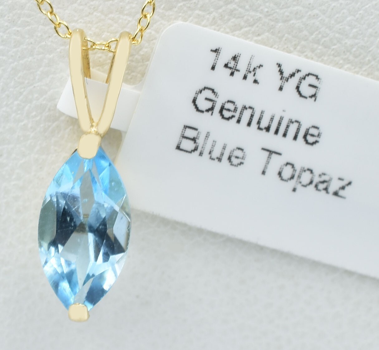 GENUINE 1.20 Cts BLUE TOPAZ PENDANT 14K YELLOW GOLD – Free Certificate Appraisal