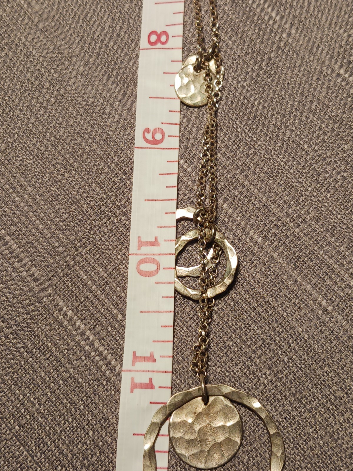 Sterling Silver Hammered Circle Charm Statement Necklace ~22in