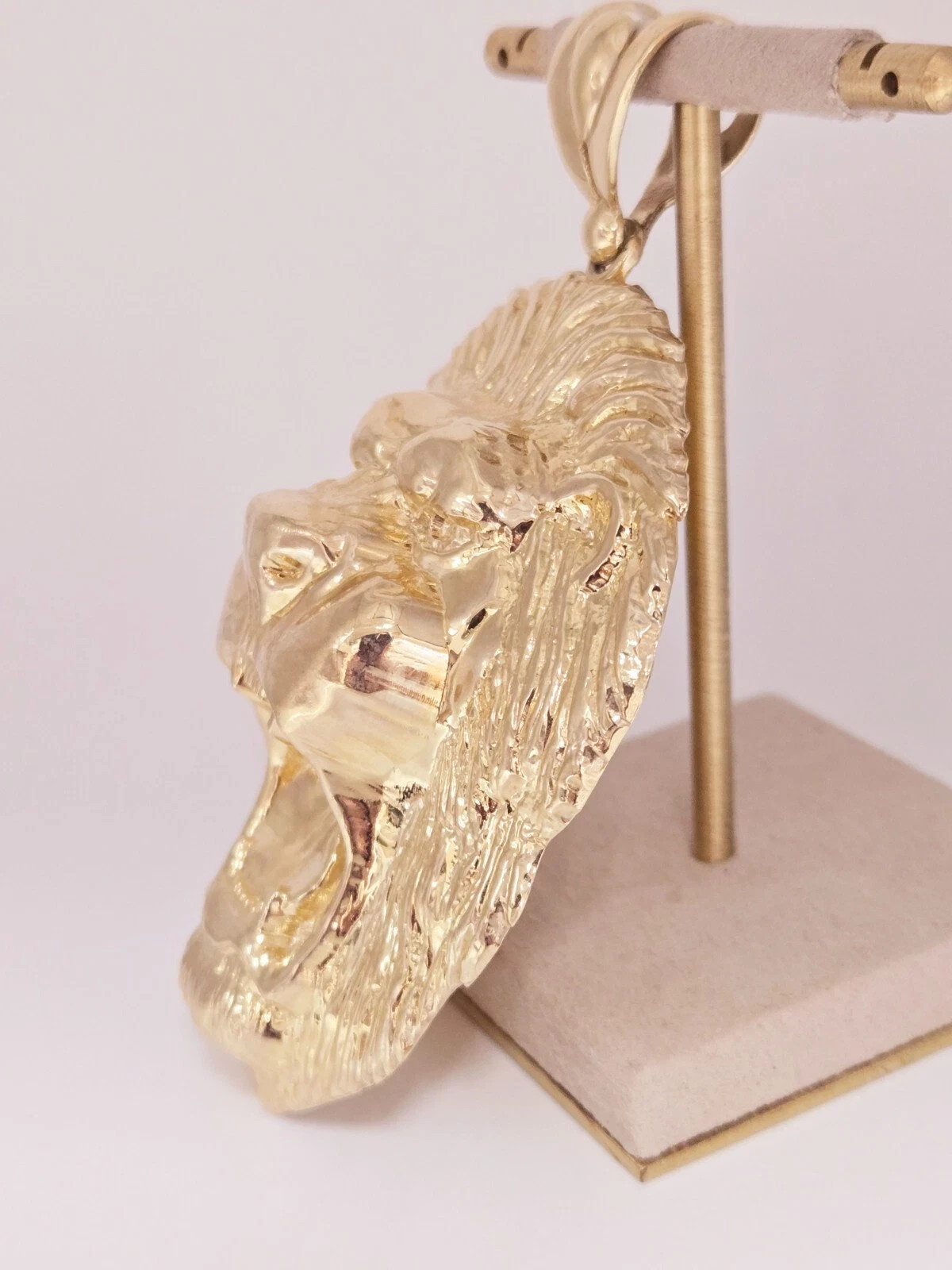 Lion Head Pendant 10k Gold Men Charm Hip Hop Jewelry King Face 10kt Yellow Gold