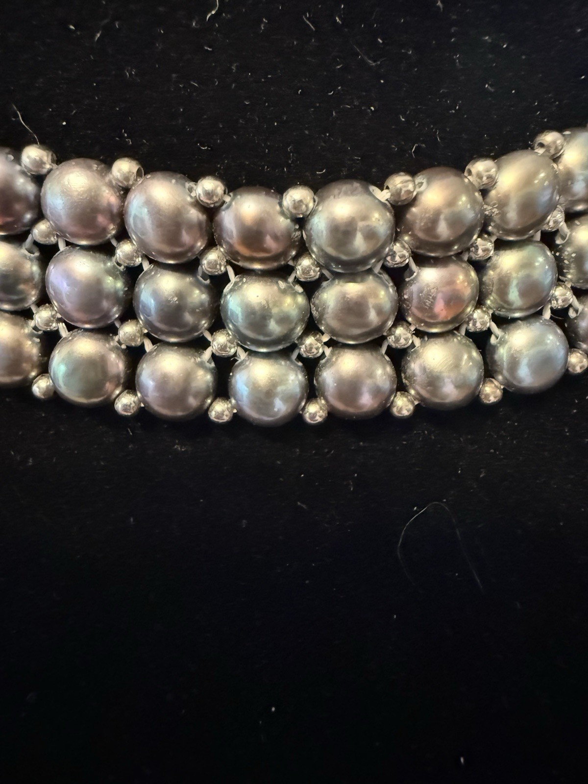 Gorgeous Peacock Freshwater Pearl And Sterling Silver Choker Necklace!!