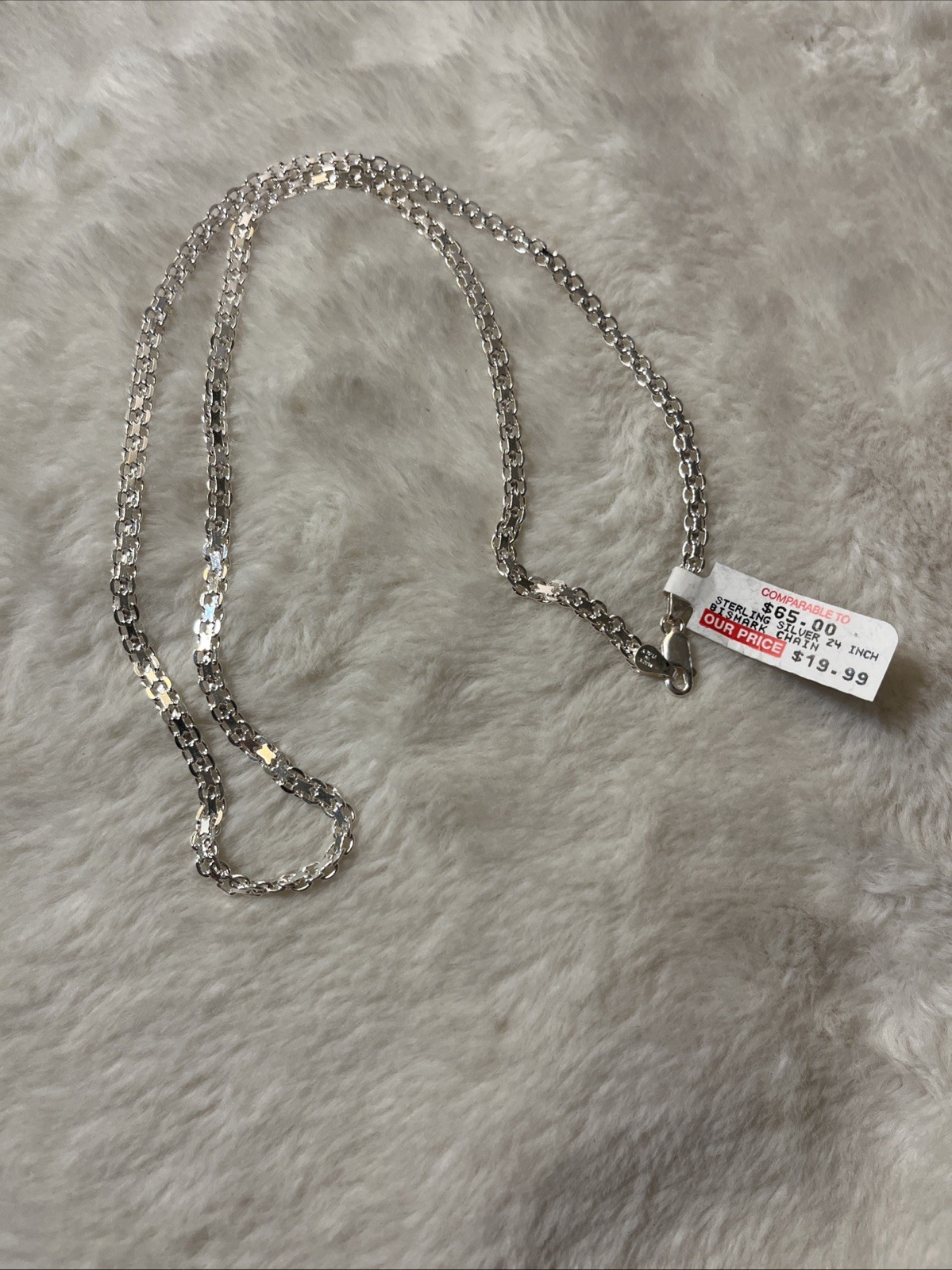 New Bismark Bizmark Chain Necklace Sterling Silver 925 New With Tag 24”