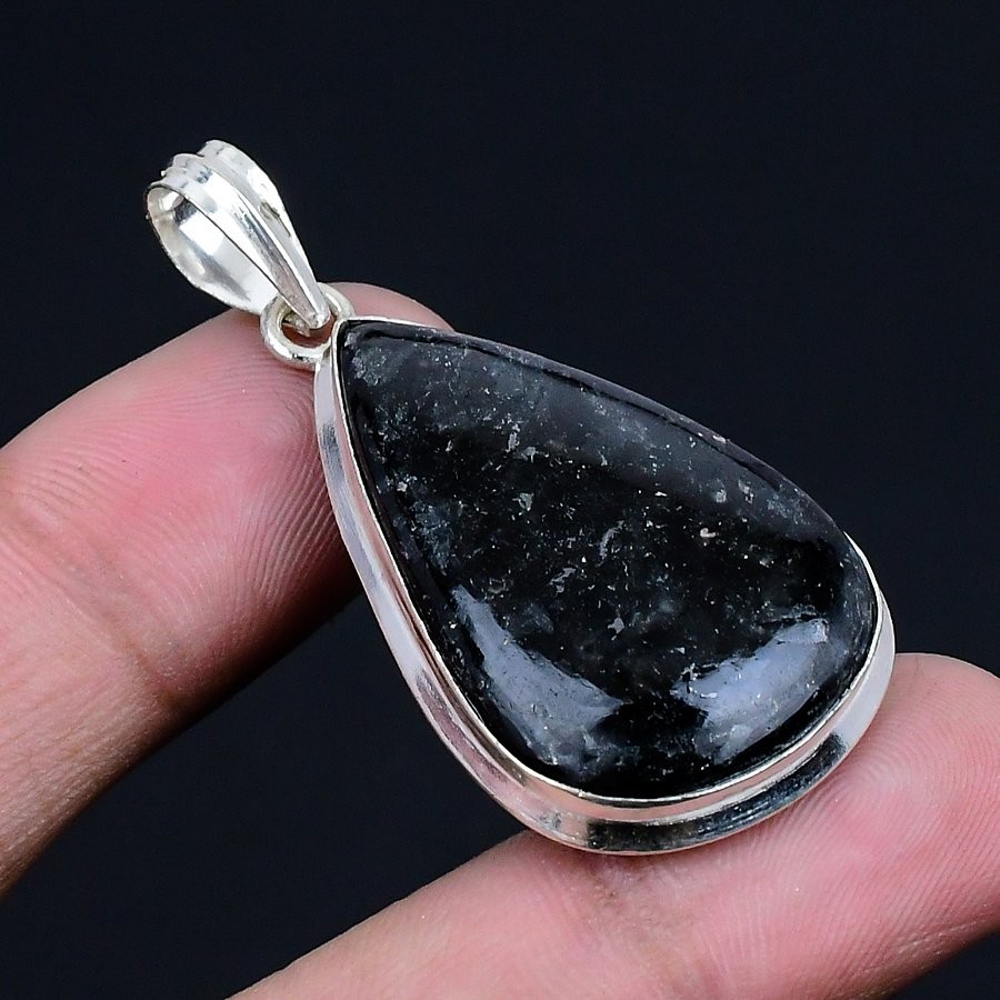Nuummite Gemstone 925 Sterling Silver Jewelry Pendant 1.89″ q130