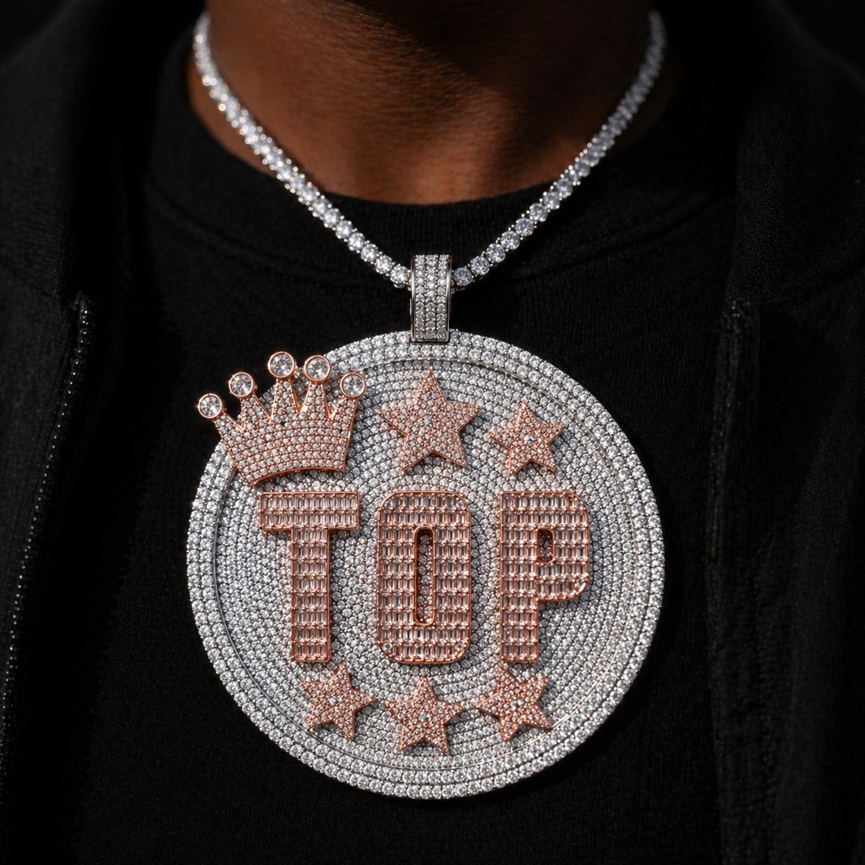 Custom Iced Out Pendant Round Medallion Hip Hop Chain Charm Moissanite Gift 925