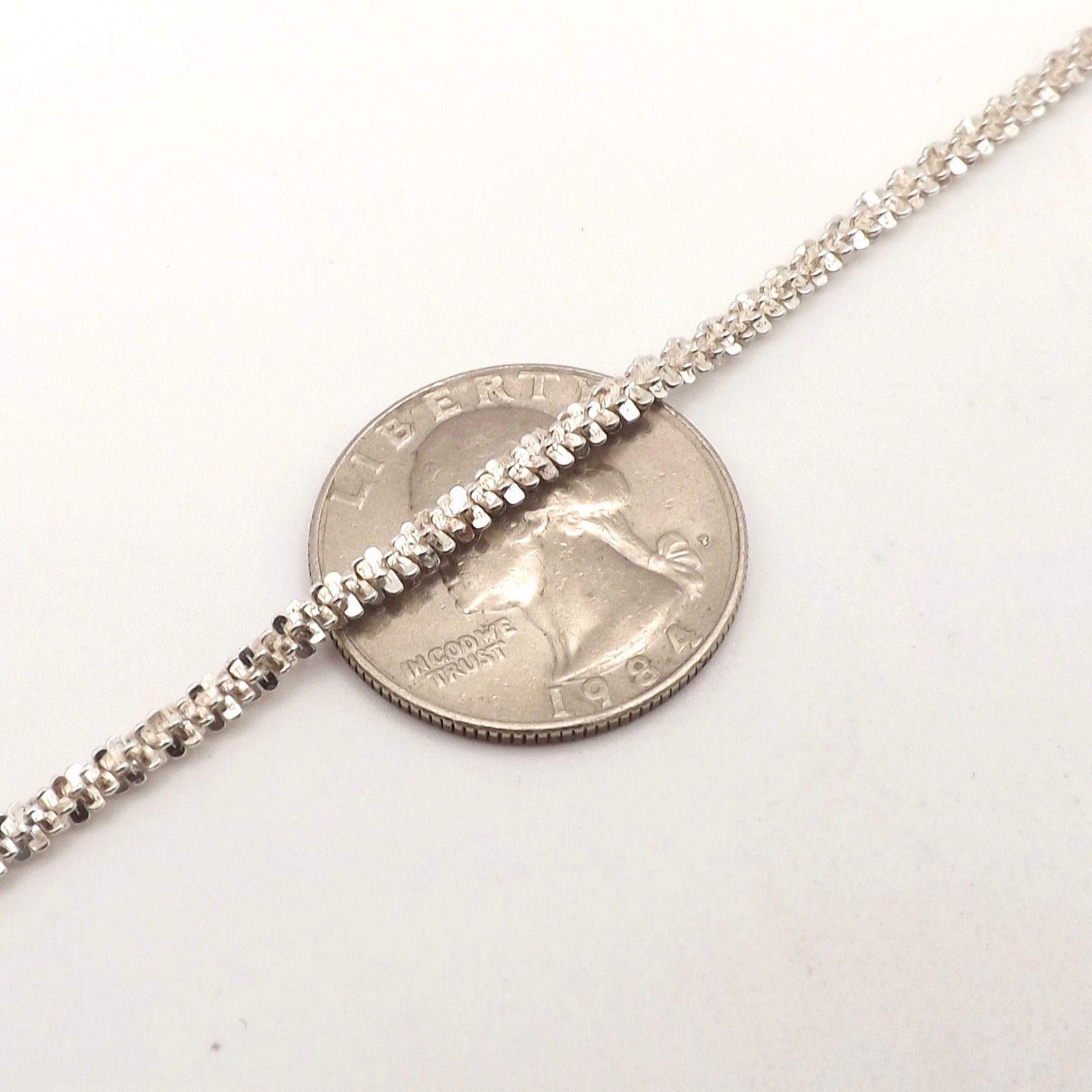 Sterling Silver Sparkle Margarita Link Rope Chain Necklace 3mm 24in Italy New
