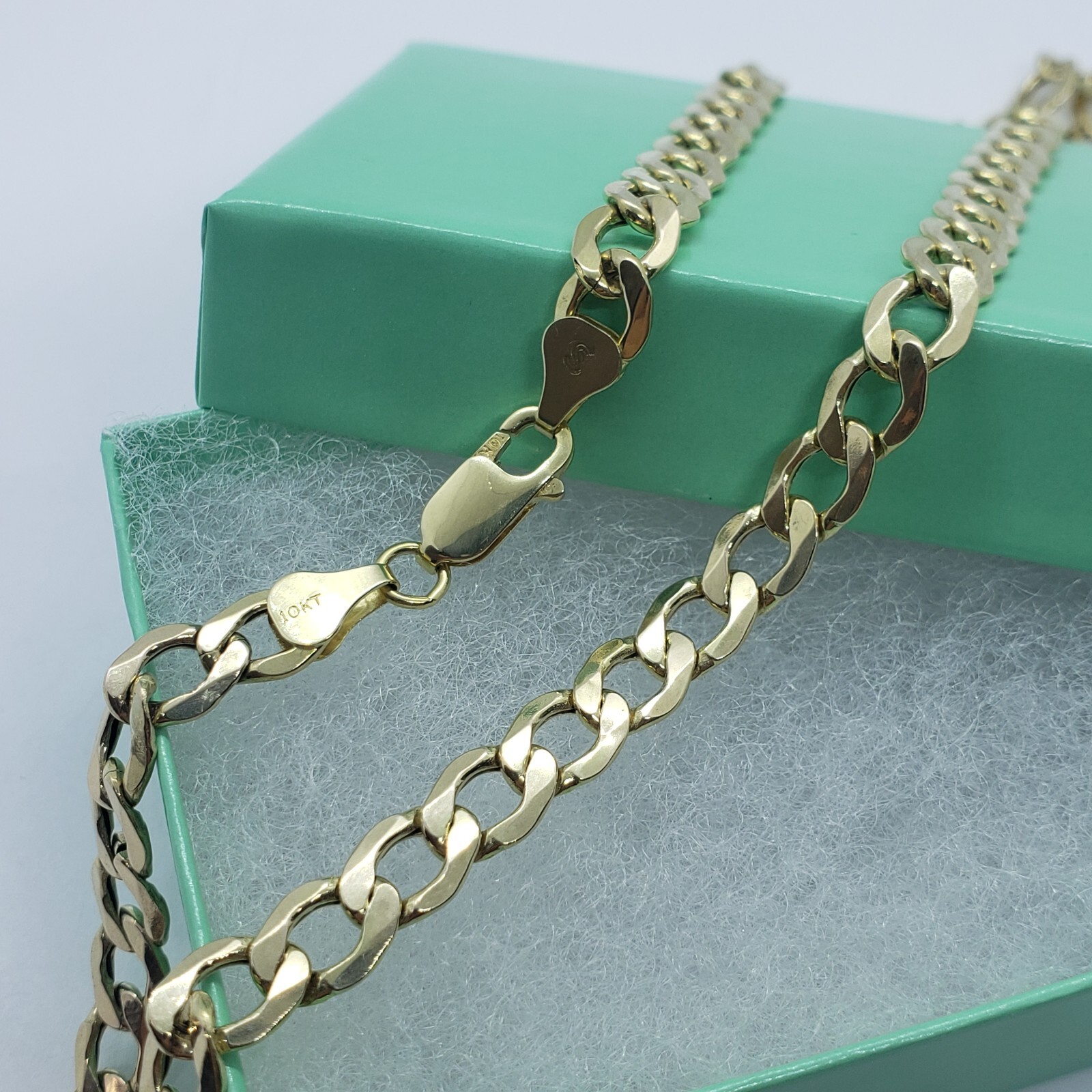 10K Yellow Gold Hollow Cuban Curb Chain Link Necklace Bracelet 5.5mm 7mm 7″~30″