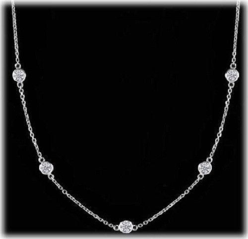 1.27 ct Round Diamonds By The Yard 18k White Gold Necklace 5 x 0.25 ct F-G SI1