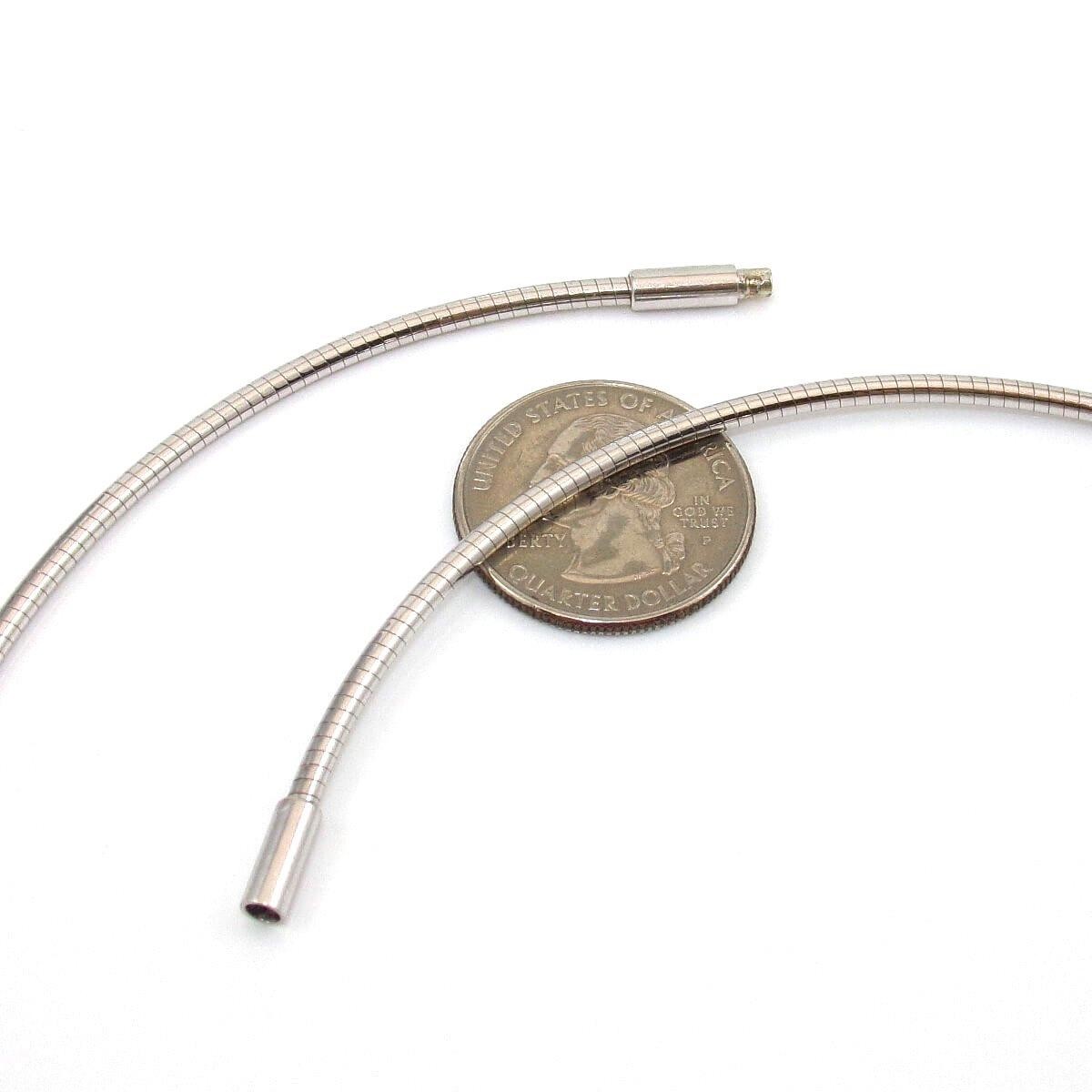 14K White Gold Italy Round Tube Snake Chain Necklace 18.5″