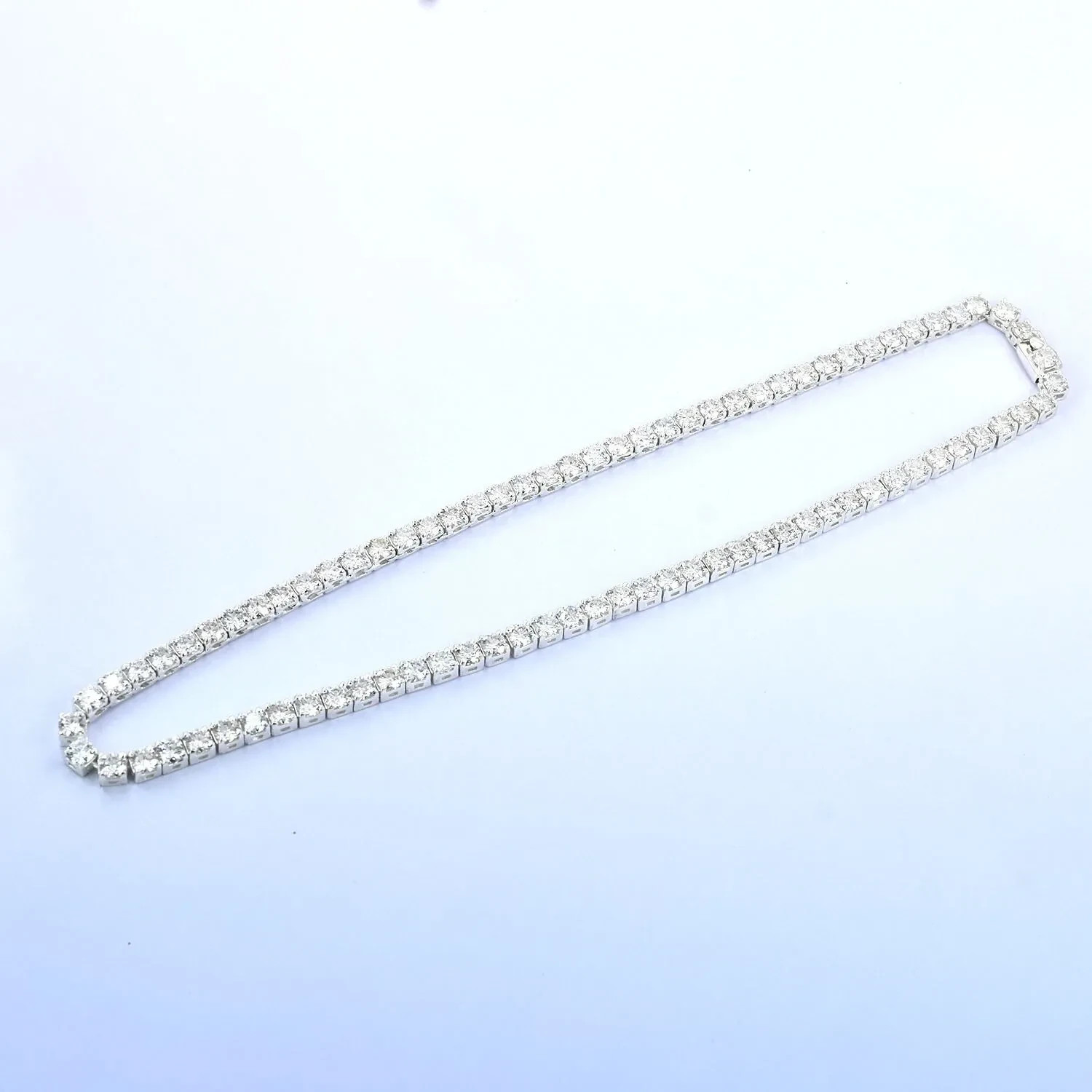 RARE 50Ct, 5mm White Diamond Tennis Necklace, Excellent Cut No Tariff ! 19 INCH