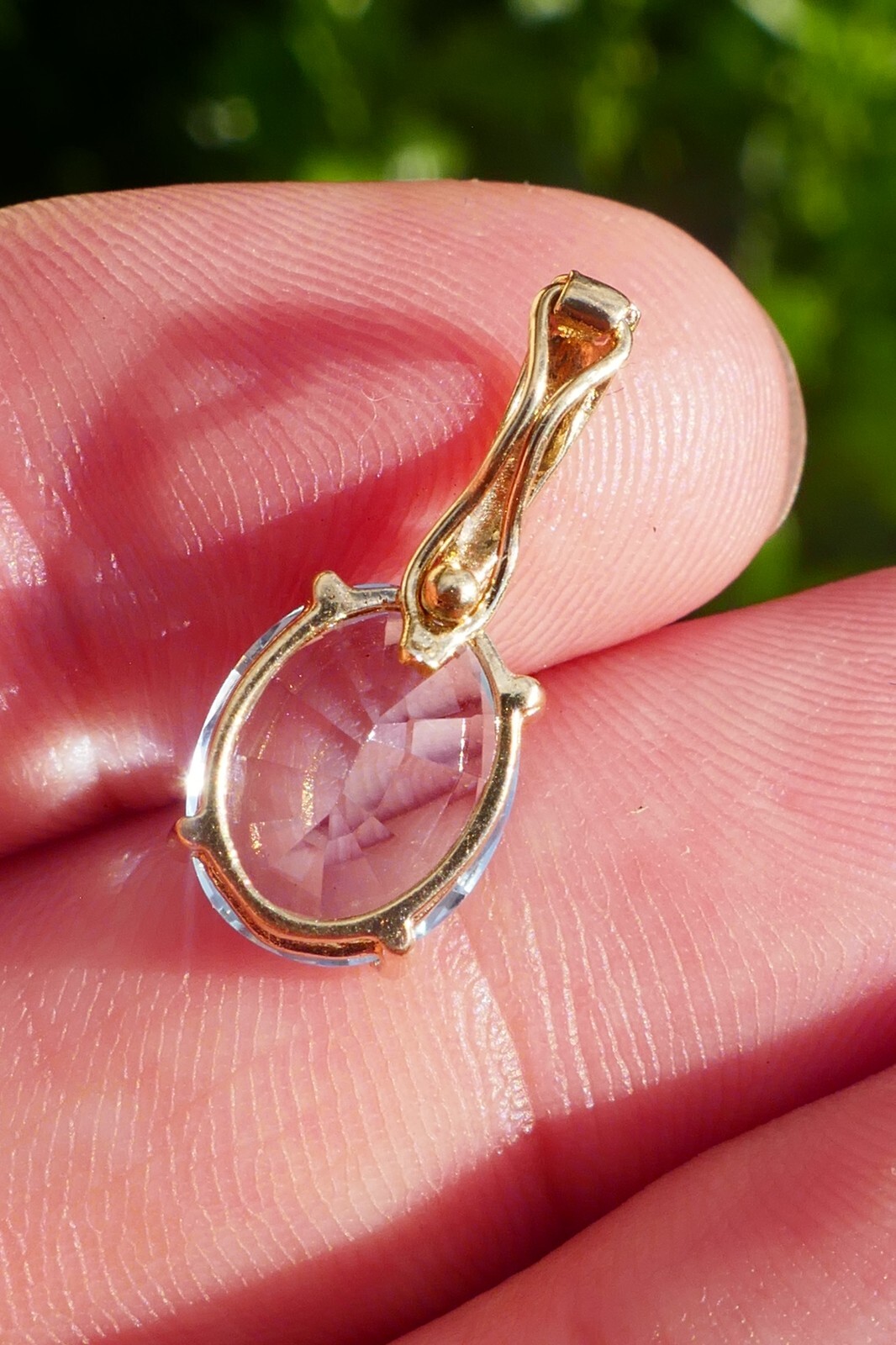 Lovely 14kt Yellow Gold Blue Topaz & Accent Diamond Pendant / Enhancer