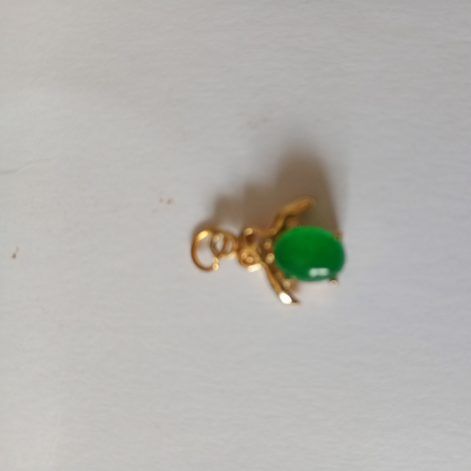 Green Jade Pendant water drop 9ct gold bezel Settings