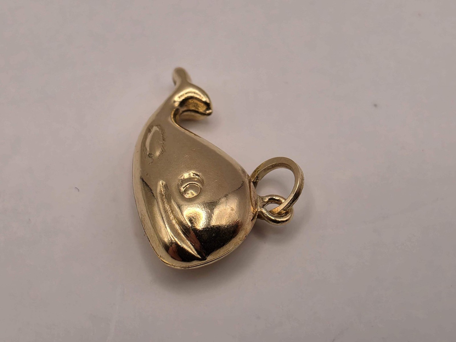 14K Yellow Gold Whale Pendant Hollow Laser Cut Sea Animal Charm Ocean Beach Naut