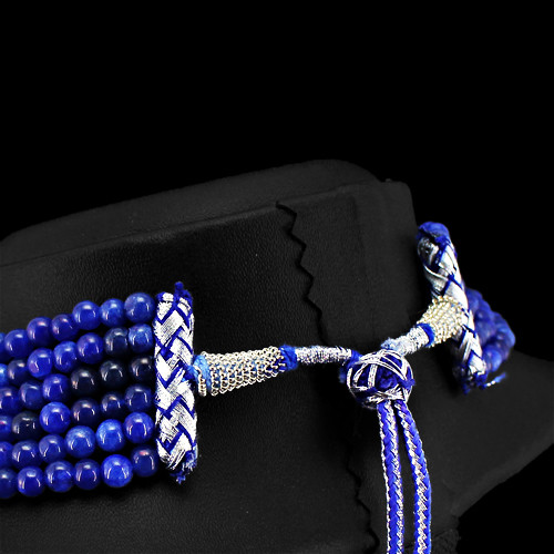 475 CTS EARTH MINED ENHANCED SAPPHIRE 6 LINE ROUND BEADS NECKLACE (RS)