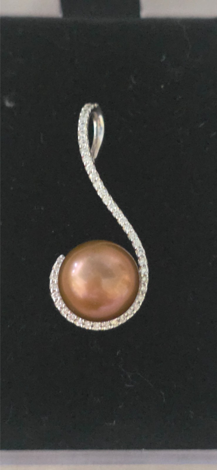 south sea golden pearl necklace 14k white gold with diamonds