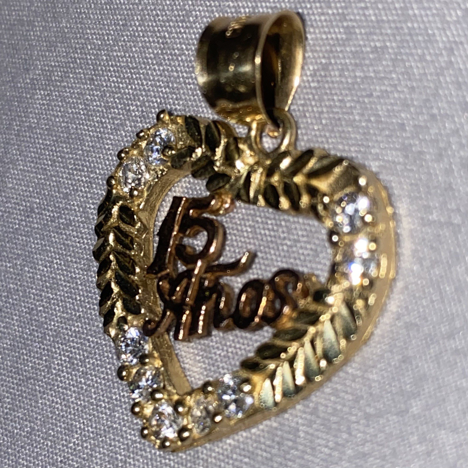 14K Gold & Rose Gold 15 Birthday Heart Pendant Quinceañera