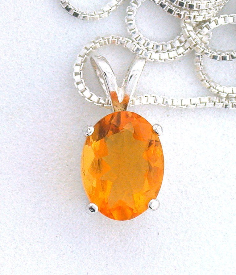 1.22 Carat 9×7 Mexican Fire Oval Opal Gemstone Sterling Pendant 18″ Box Chain