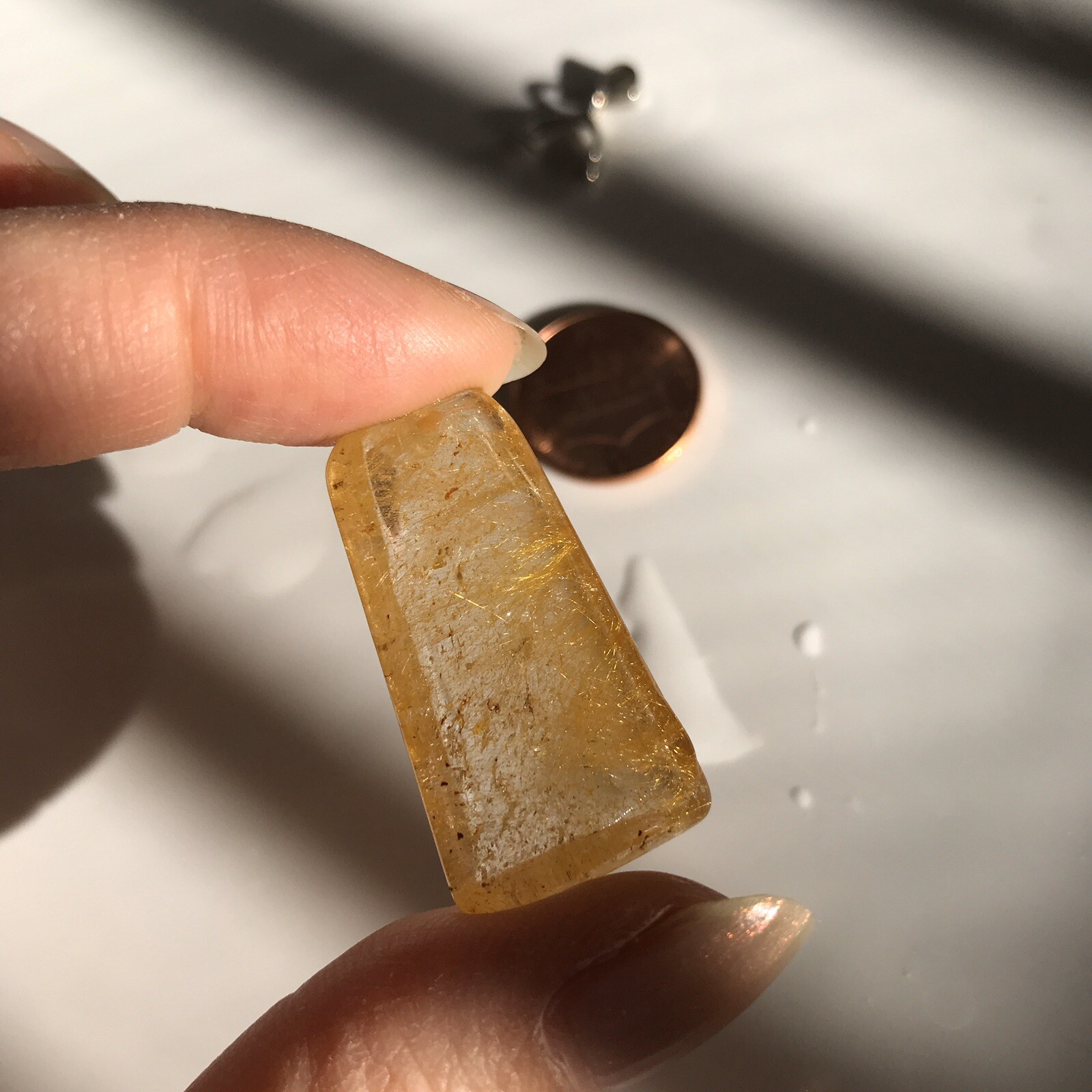 US SELLER Natural cushion Golden Rutilated Quartz Pendant Brazil Crystal 14