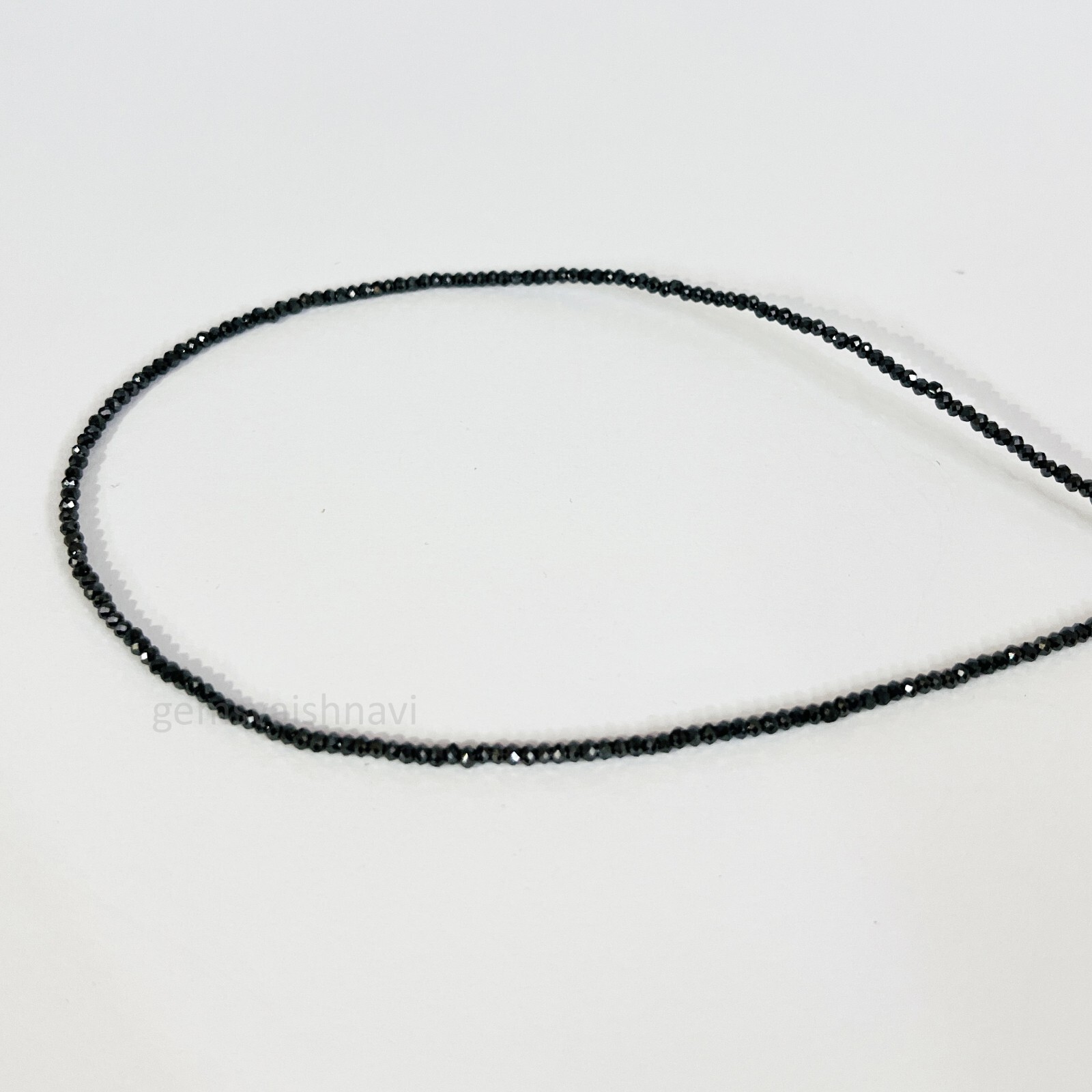2 mm 18 Inches Black Diamond Round Faceted Beads Necklace AAA Certified ! Ideal