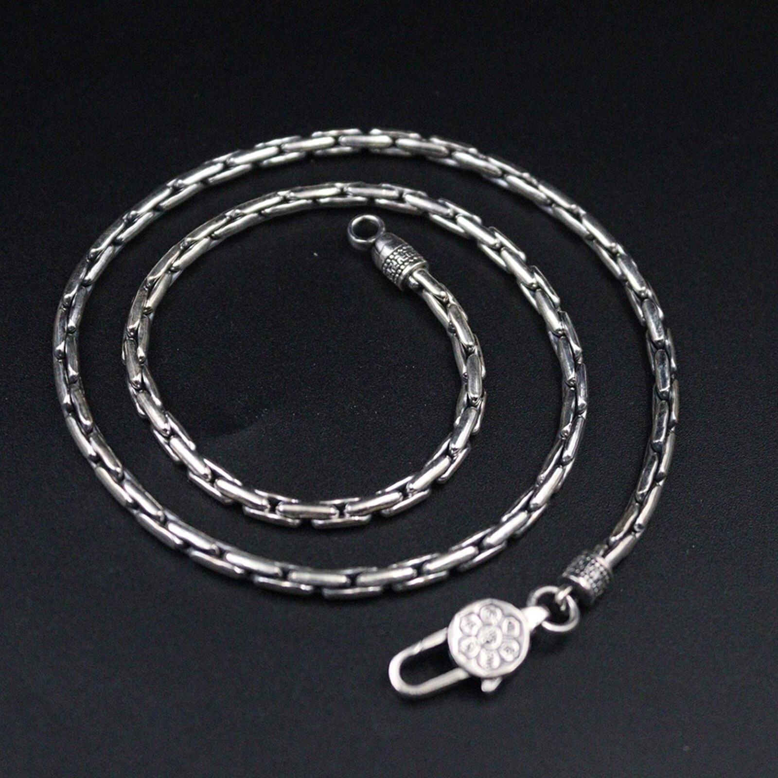 Sterling 925 Silver Necklace For Men 3mm Male’s Vintage Wheat Chain 18-26inch