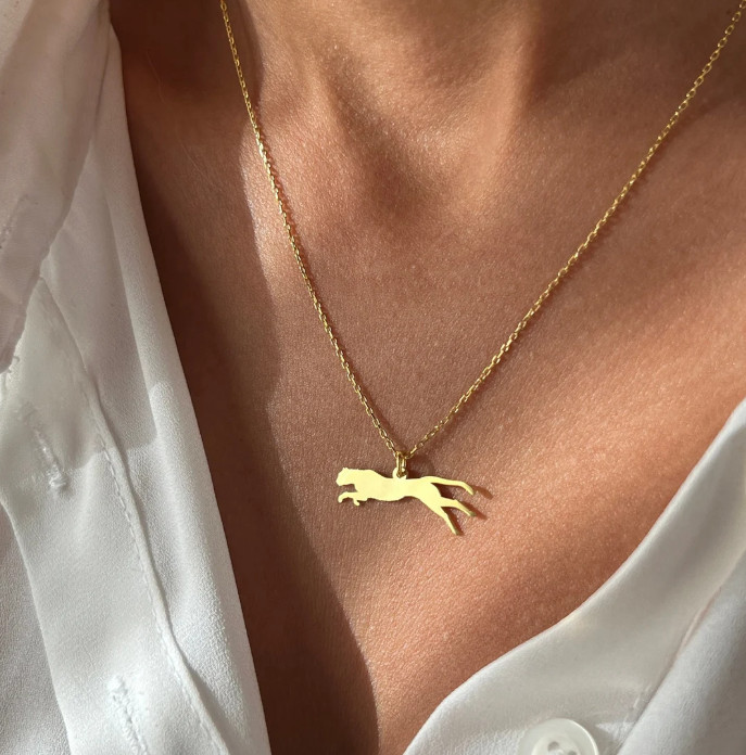 Solid 925 Sterling Silver Leopard Pendant Necklace Gold Filled Birthday Gift