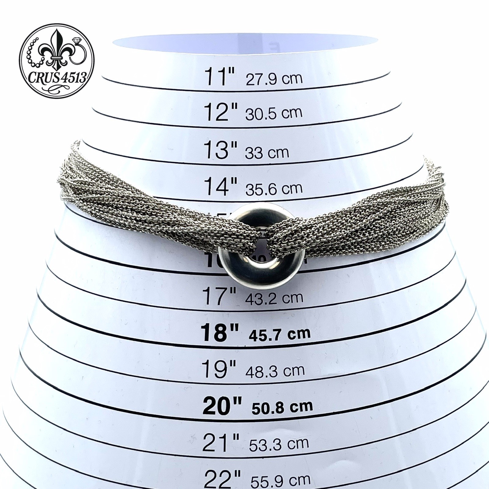 Tiffany & Co. Sterling Silver Circle Charm Multi Chain Choker Togged Necklace