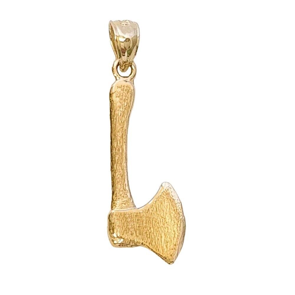 14k Yellow Gold AXE 3D Solid Pendant / Charm, Made in USA