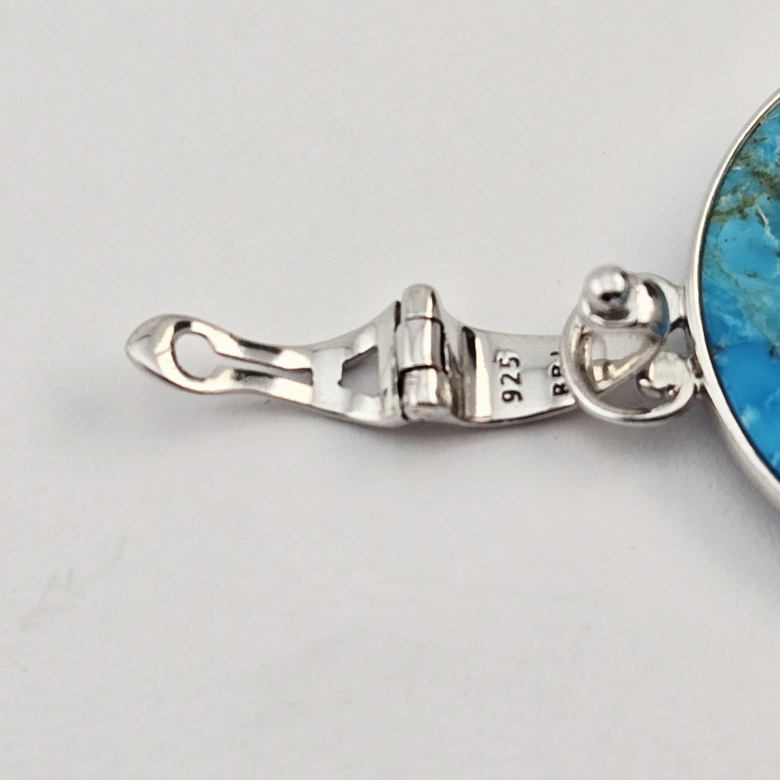 Sterling Silver Blue Turquoise Tree of Life Pendant Enhancer BBJ – 11.0g