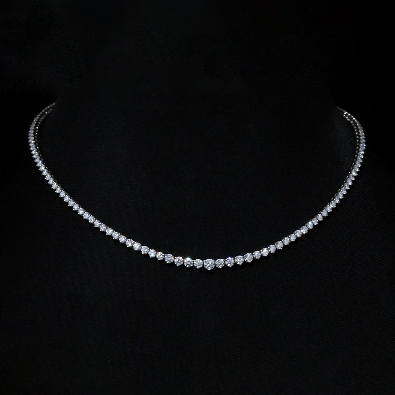 7CT Lab Grown VS-FG Diamond Round Cut Tennis Necklace For Women’s 925 Silver 18″