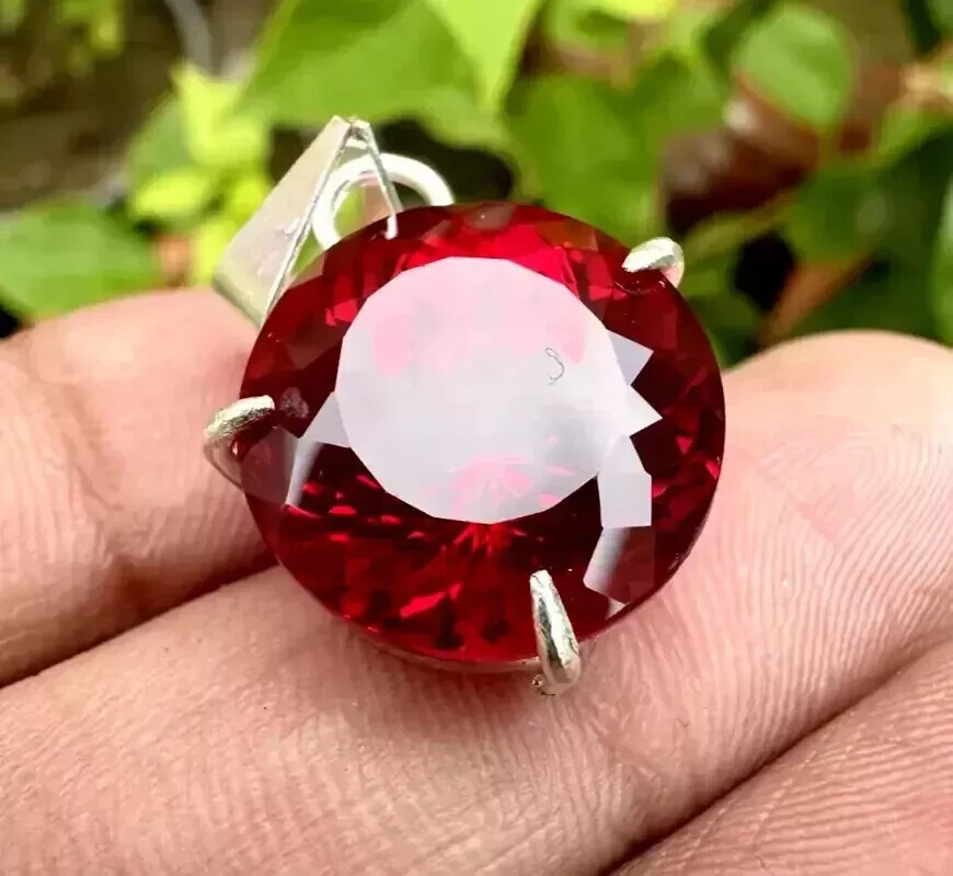 Natural 25.12 Ct Round Cut Red Ruby Pendant AGL Certified Loose Gemstone