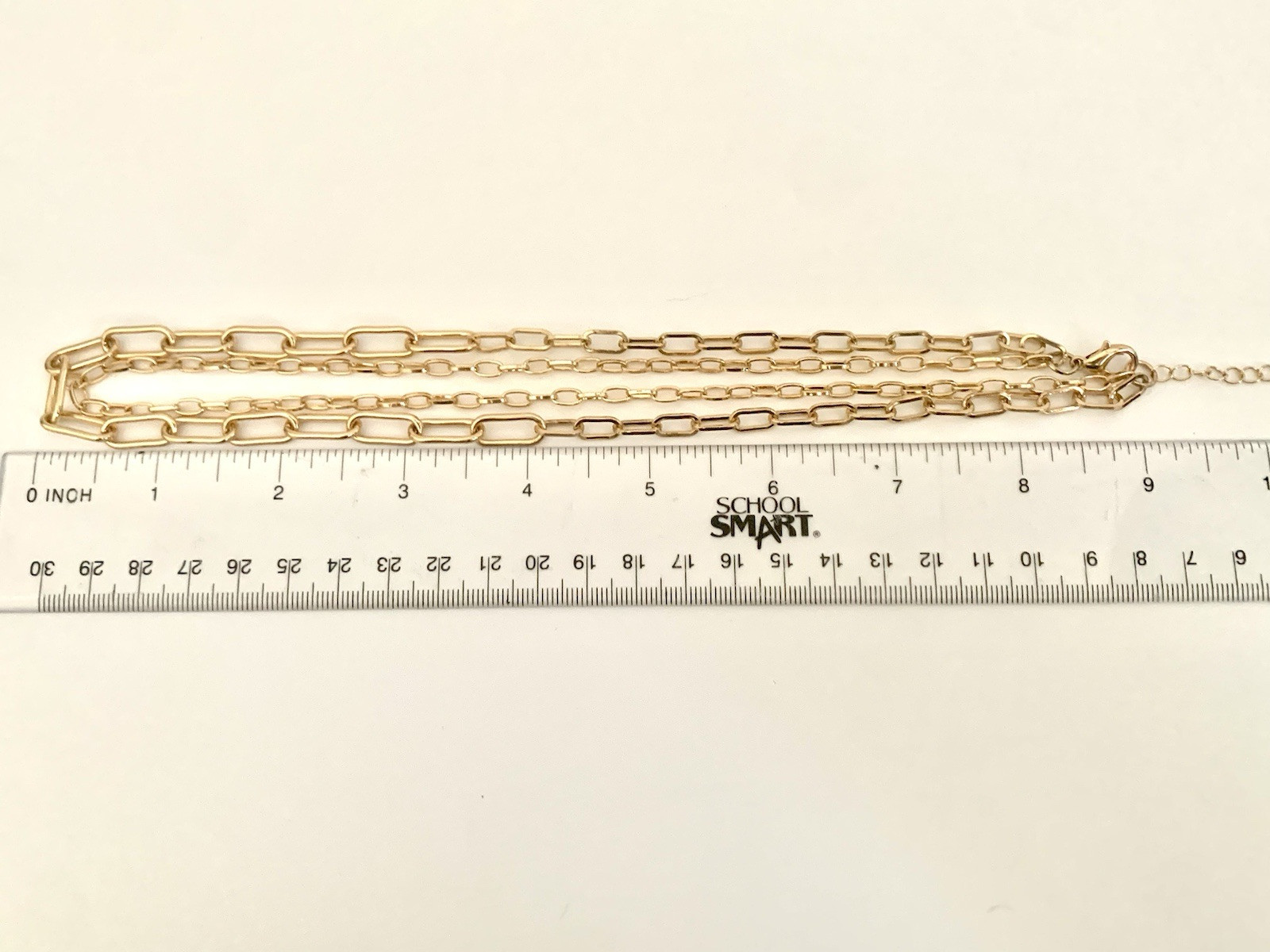 C1946 Gold Tone Double Paper Clip Chain Necklace 21.5” FREE SHIPPING