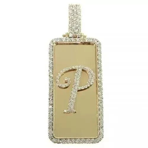 14k Yellow Gold Plated 2.20CT Round Cut Moissanite Any Initial Letter Pendant