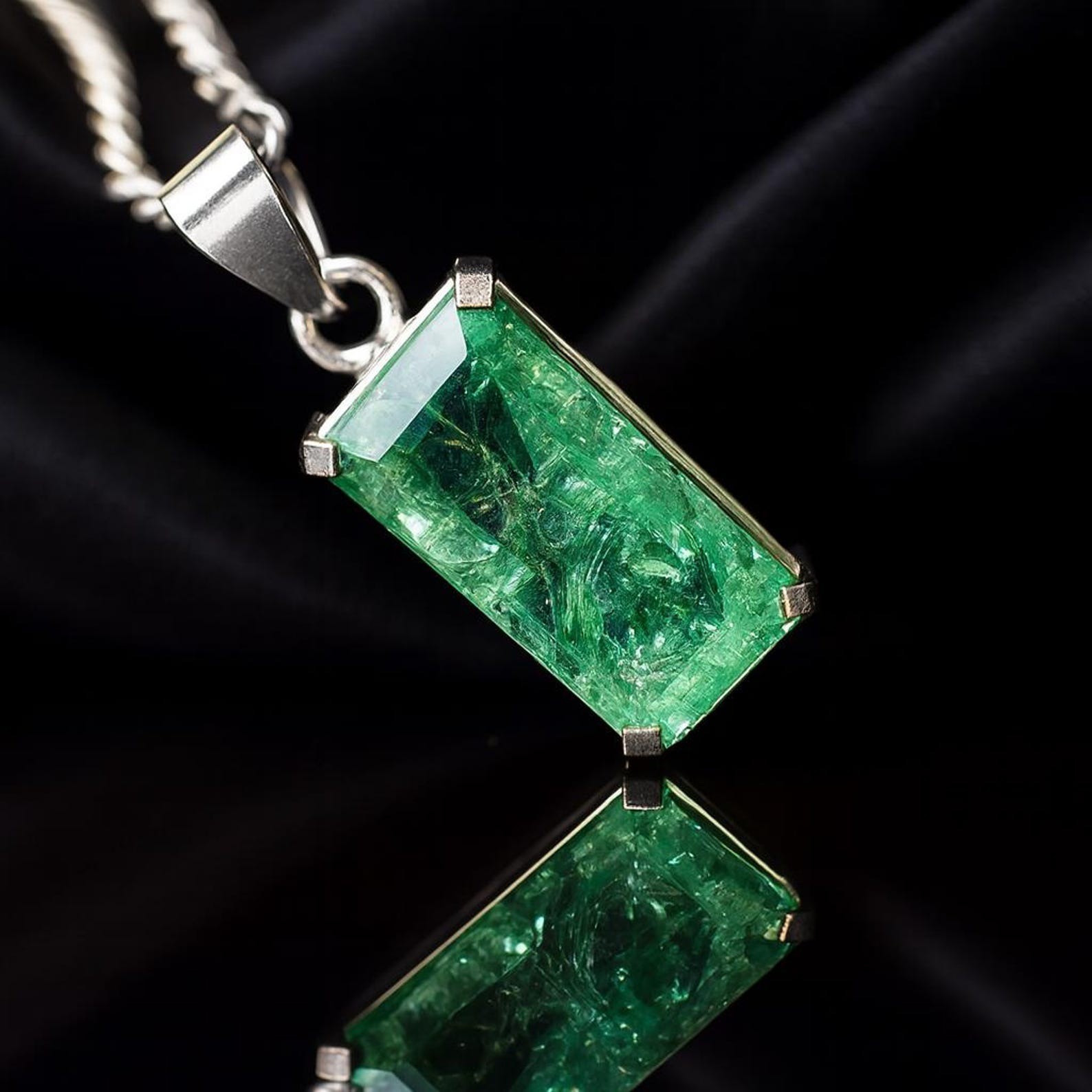 GIE Certified 25.44 Ct Natural Green Emerald 925 Silver Pendant Loose Gemstone