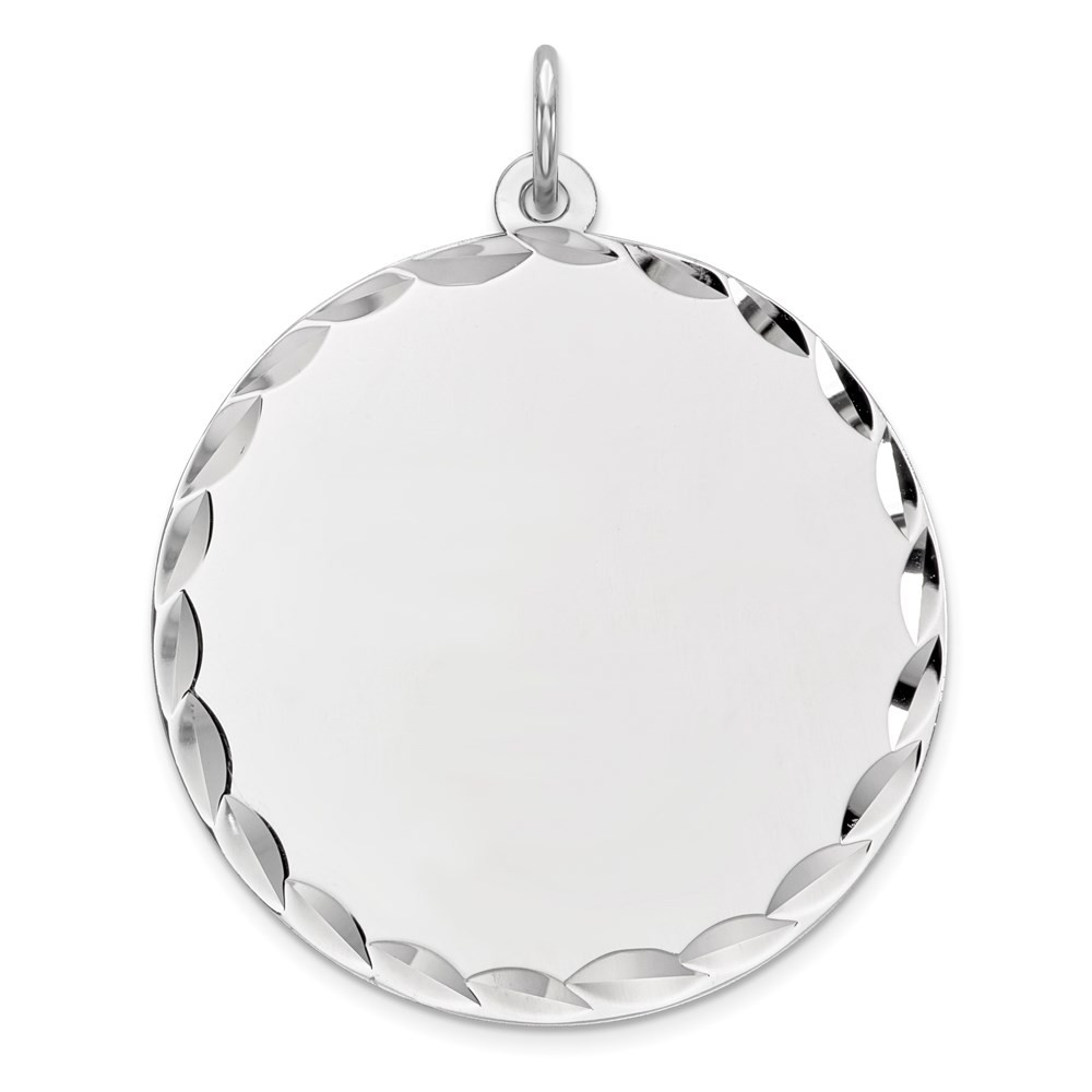 Sterling Silver Rhodium-plated Round Polish Front/Satin Back Disc Charm Pendant