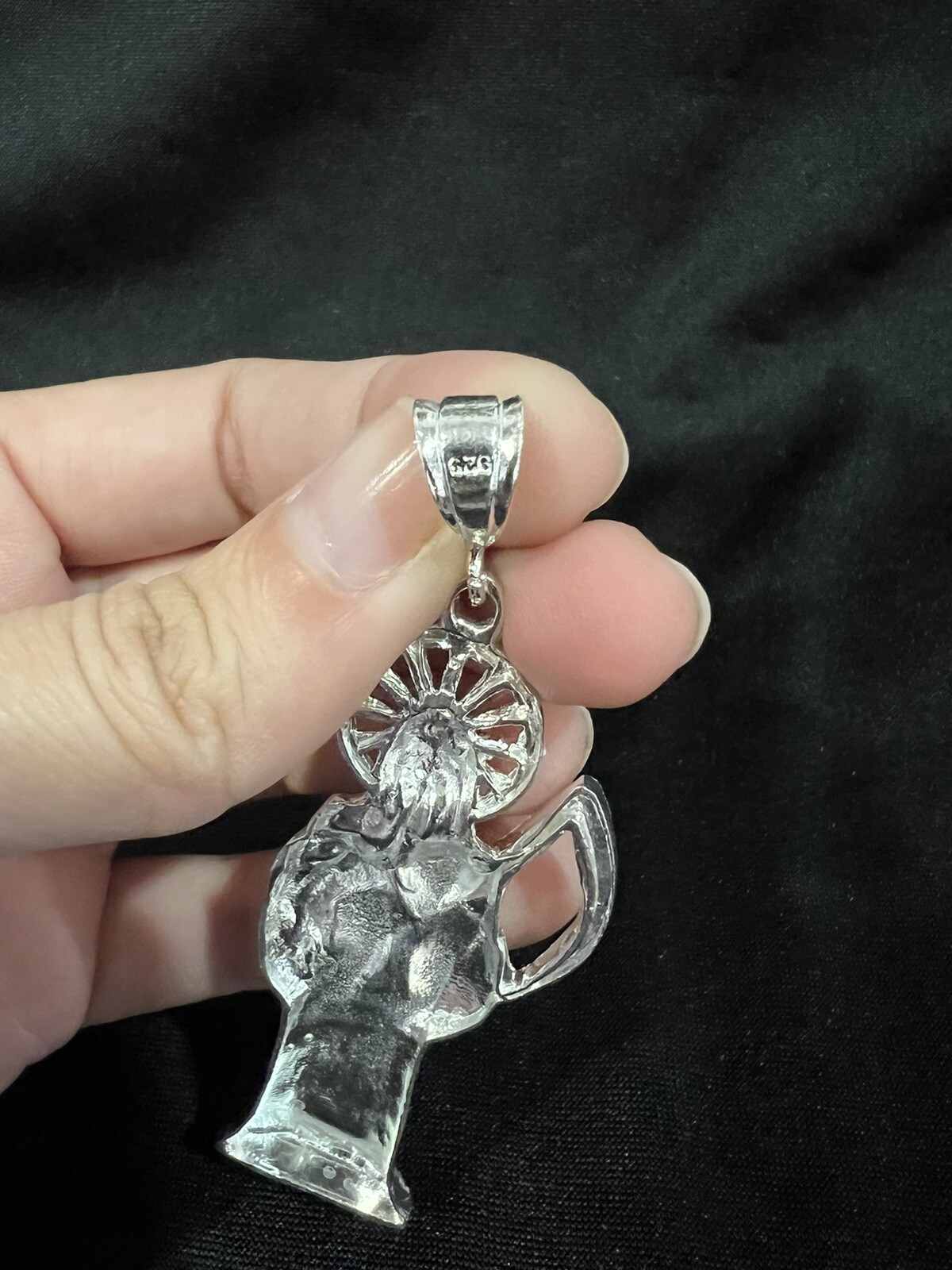 925 Sterling Silver Mens Womens BIG Santa Muerte Grim Reaper Holy Death Pendant