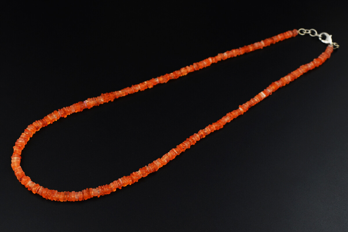 116 Cts Earth Mined Orange Carnelian Heishi Beads Necklace Jewelry JK 09E321