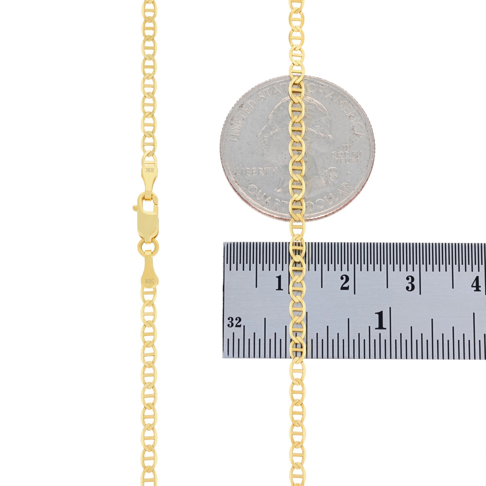 10K Yellow Gold Solid 2.5mm Mariner Anchor Chain Bracelet Anklet 7″ 7.5″ 8″ 9″