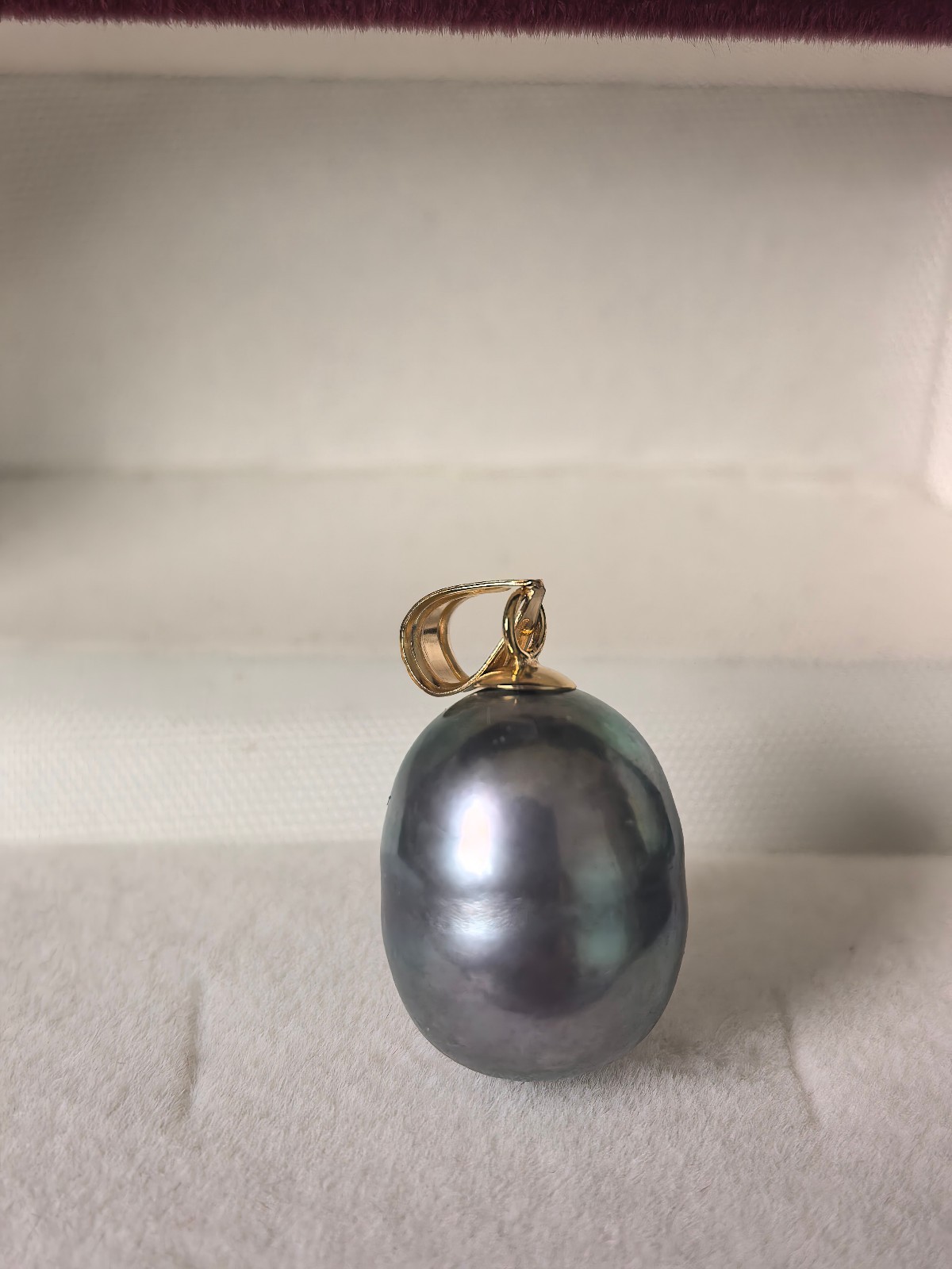 New AAA+ 12-16mm natural Black Tahitian Baroque Pearl Pendant 14k yellow gold