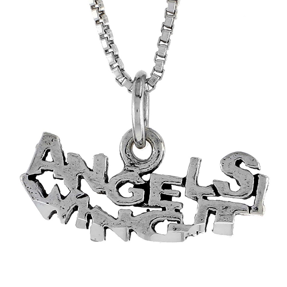 925 Sterling Silver Angels Wing It Word Necklace with 18 Inch Long Box Chain