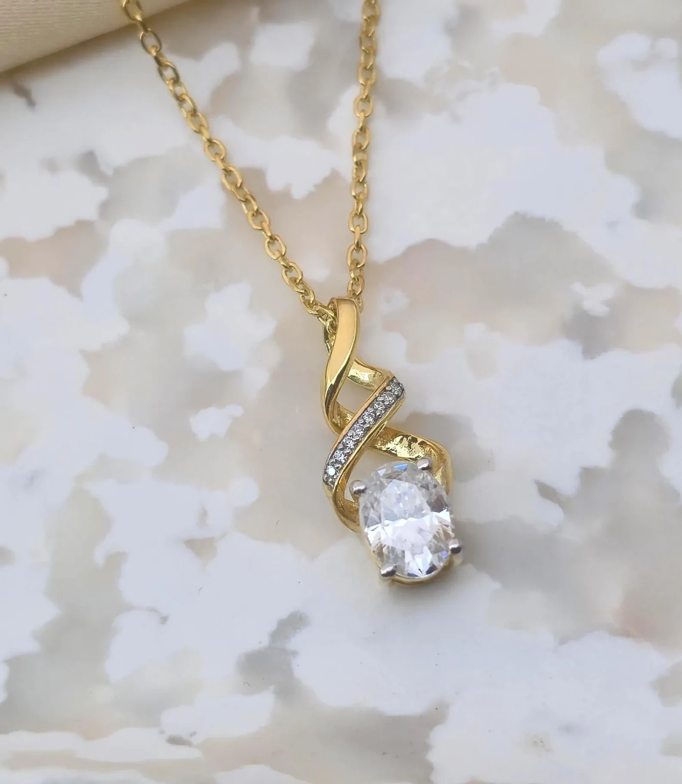 2ct Moissanite Pendant • Twisted 925 Silver Necklace • Oval Cut Stone Pendant