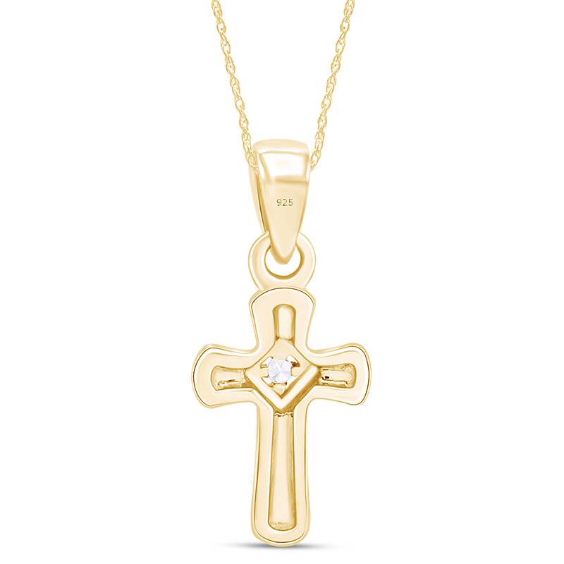Sterling Silver Diamond Cross Pendant Necklace With Chain 16″