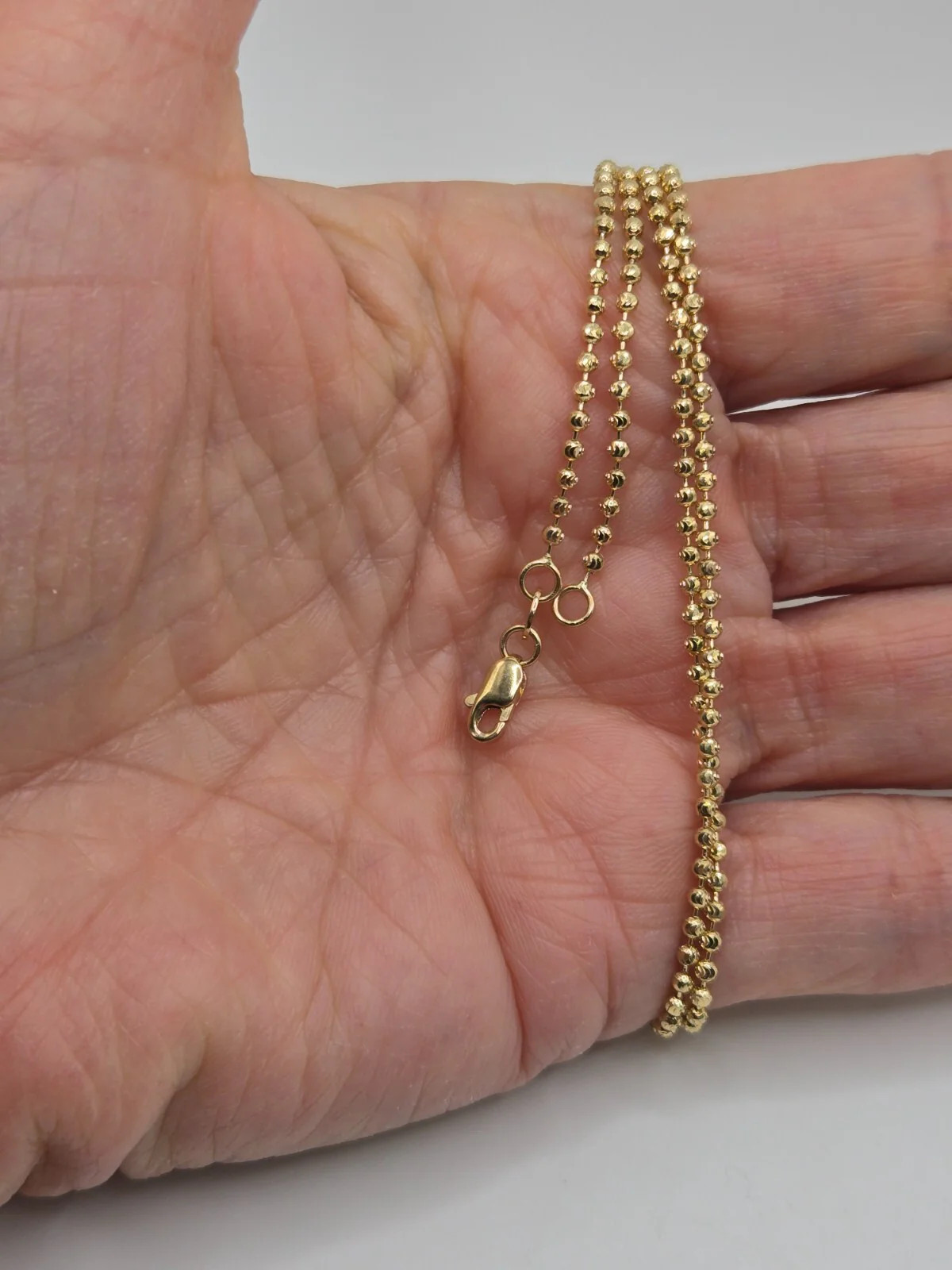 10K Yellow Gold Thin Ball Chain 20.0 inches long x 1.7 mm Lobster Clasp