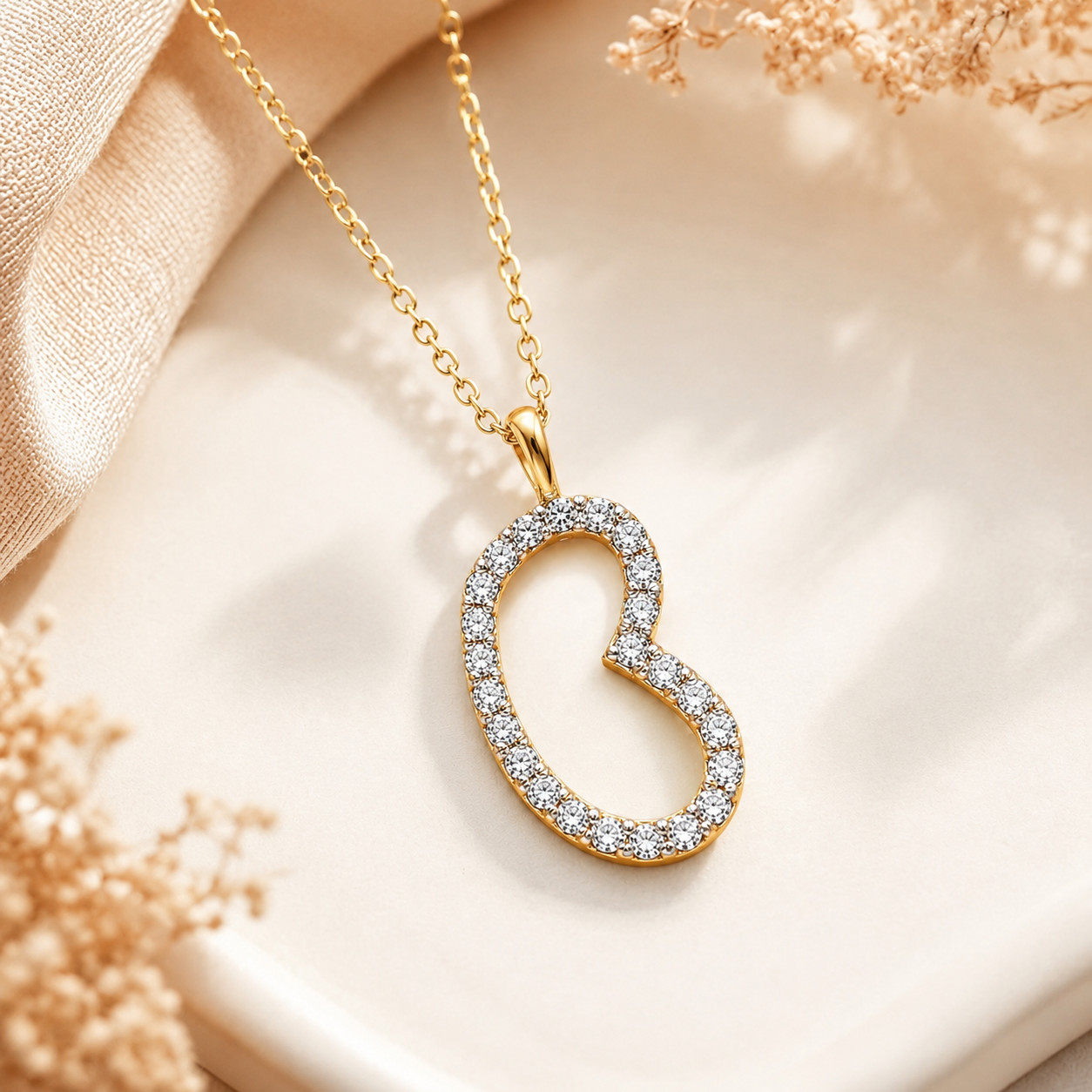 Initial B Pendant Necklace, Diamond Letter Charm, Gold Plated Alphabet Pendant
