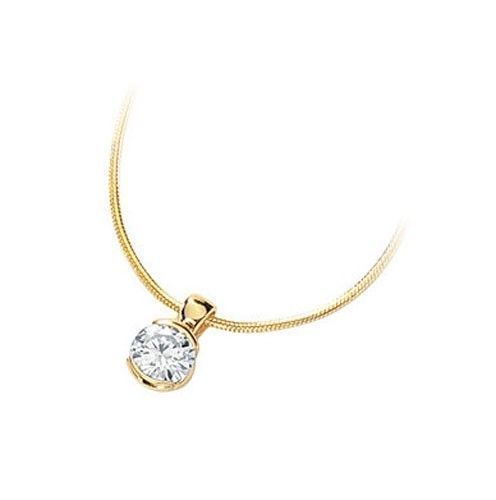 1 ct Round cut Solitaire Diamond stud Pendant Necklace 14k Yellow Gold G-H SI2