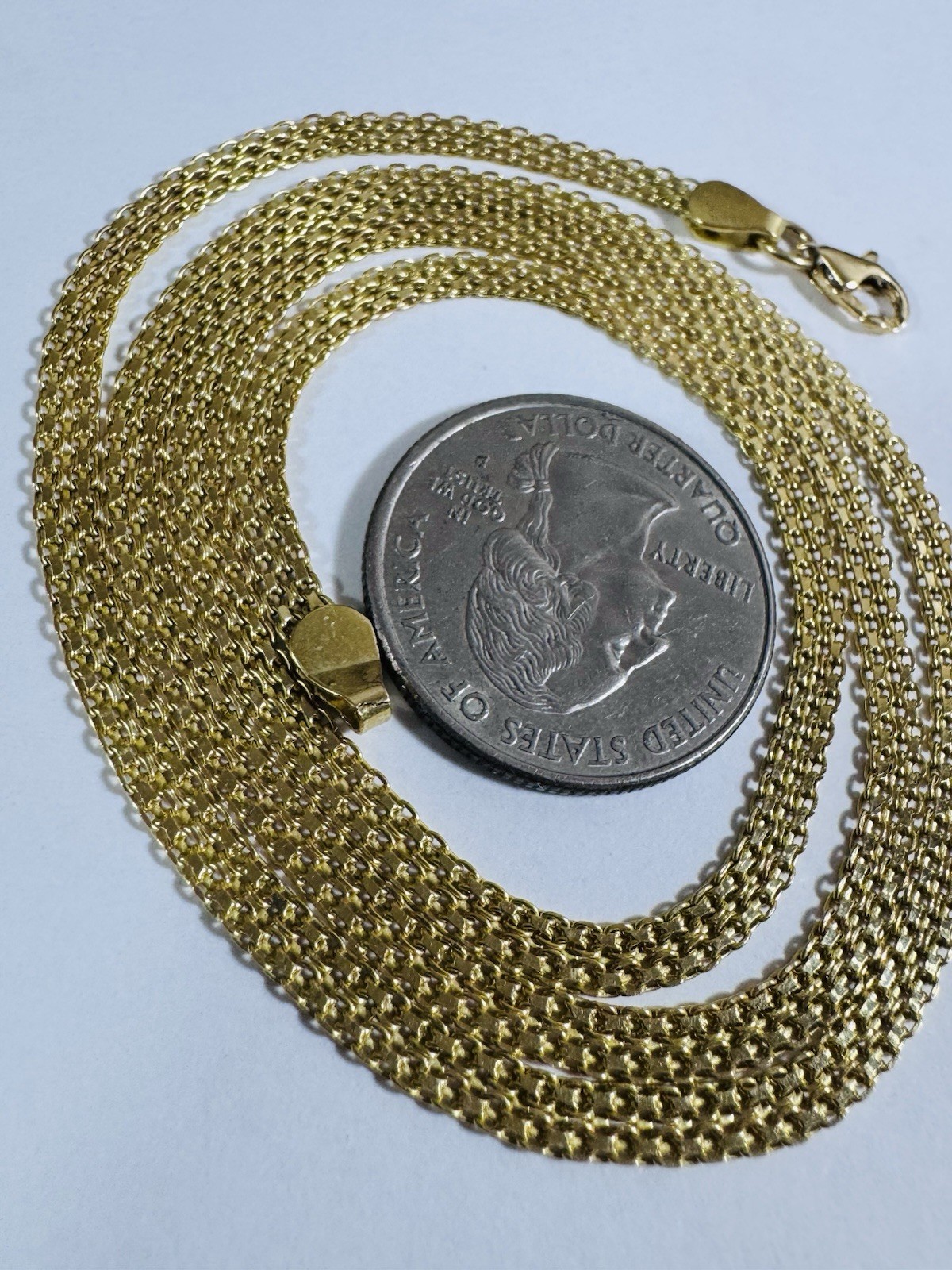 18C 18K 750 Genuine Gold Mesh Chain Necklace 21.8/22” Long 9.7g 3.8mm MENS-WOMEN
