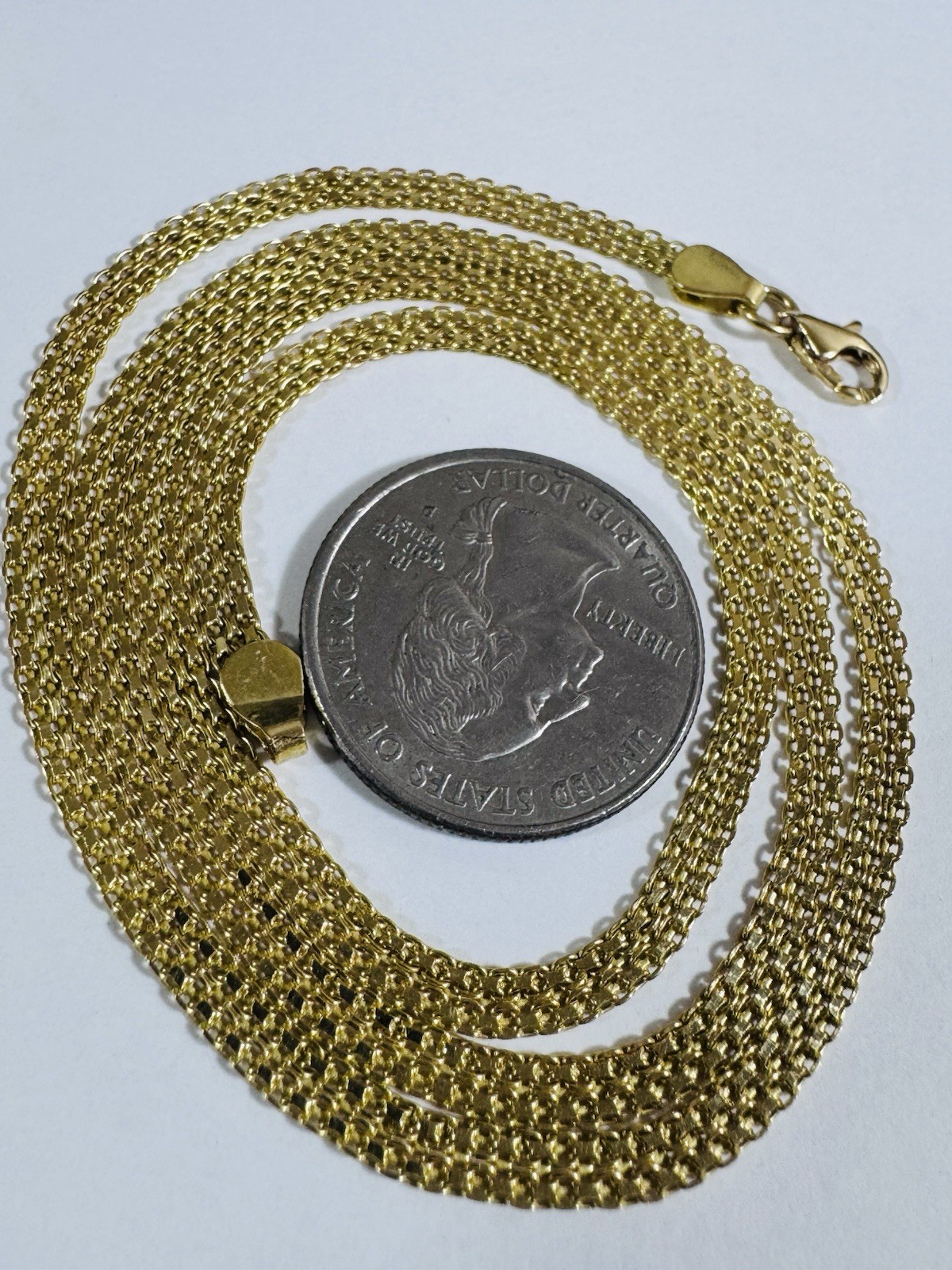 18C 18K 750 Genuine Gold Mesh Chain Necklace 21.8/22” Long 9.7g 3.8mm MENS-WOMEN