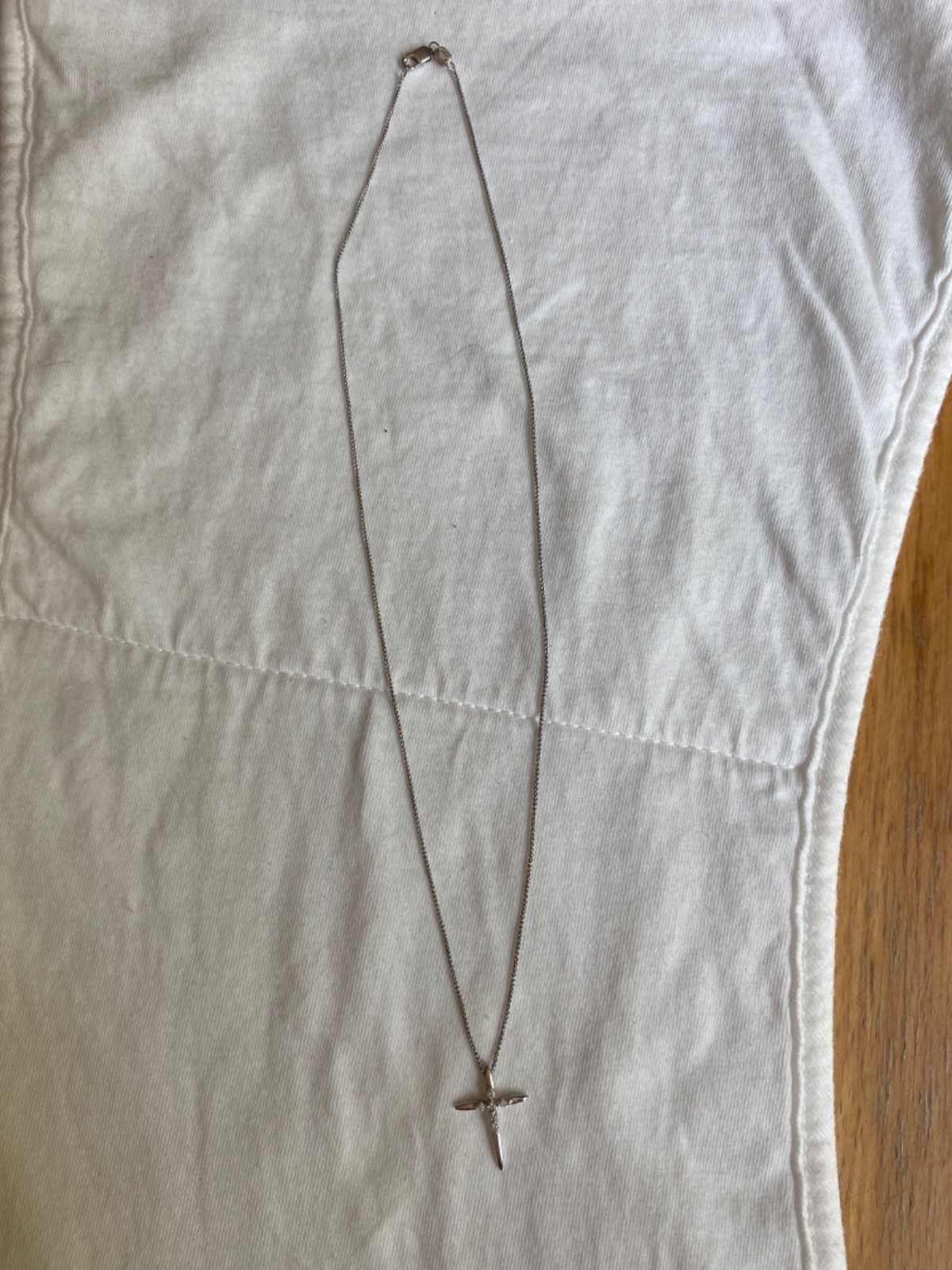 14k white gold diamond cross necklace 18 inch spiga wheat chain lobster clasp